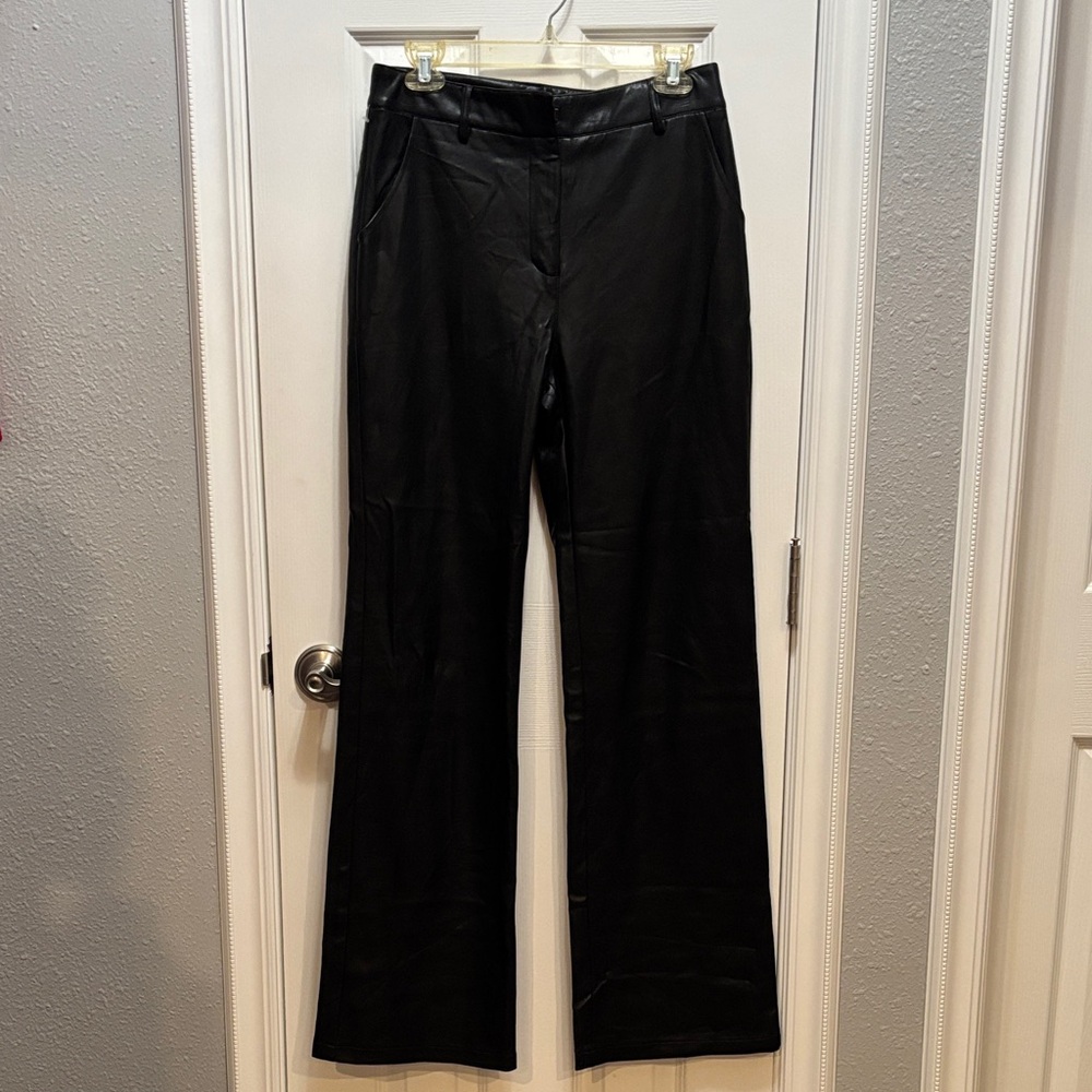 7 For All Mankind Black Leather Trousers